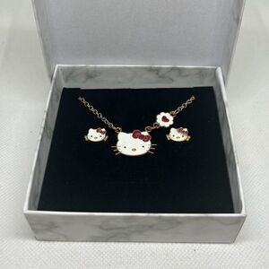 Hello Kitty Adjustable Necklace And Earrings